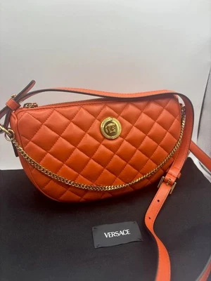 NWT Versace Half Moon Bag + Metal Coral Gold $ 1875 Retail Hot Deal - Image 1 of 4