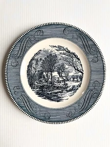 Vintage Currier & Ives "The Old Grist Mill" Imperial Blue Dinner Plate 10" - Picture 1 of 9
