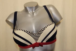 MARLIES DEKKERS unterlegtes Bikini-Top STARBOARD blue ivory red 38D 75D NEU - Picture 1 of 3