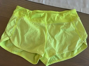 Ivivva Lululemon Speed Up Shorts Girls Shorts Youth 14 Neon Highlighter Yellow - Picture 1 of 3