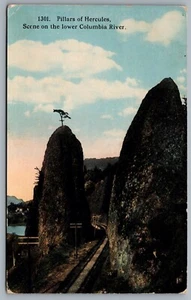 Carte postale gorges du fleuve Columbia OR vers 1910 piliers d'Hercule voies ferrées - Photo 1/2