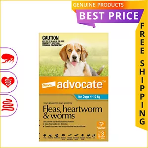 ADVOCATE 3,6,12 Doses for Dogs 4 to 10 Kg AQUA Heartworm and Flea Prevention - Picture 1 of 5