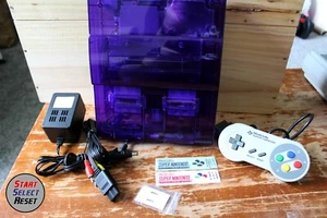 Custom Translucent Purple Super Nintendo Bundle with Controller and Cords - Picture 1 of 7