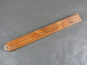Vintage unusual boxwood & brass 4 fold 24" rod rule ruler by Bradford & Son - Picture 1 of 17