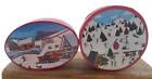 Vintage Set Of 2 Bentwood Christmas Boxes 2 Different Designs 3 X 2"  B
