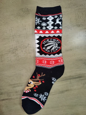 Toronto Raptors Mens NBA Team Winter Reindeer Crew Length Socks Large Cover