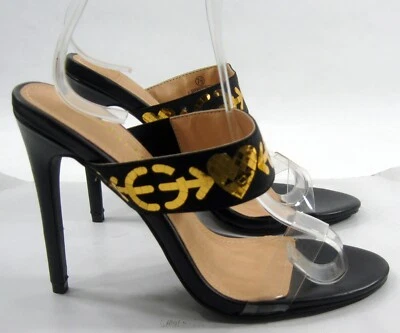 LILIANA black 4.5"stilettoHeel Open Toe SLIP ON Strap Shoes WOMEN Size  7.5 - Image 1 of 4