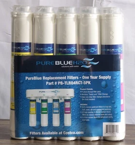 NEW Pure Blue H2O Replacement 3-Stage 5 Filter Set for Reverse Osmosis System