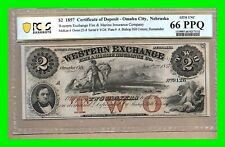 1857 Western Exchange $2 Certificate of Deposit PCGS GEM UNC 66 PPQ - High Grade