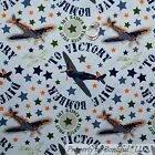 Boneful Fabric Fq Cotton Quilt Blue Boy Military Airplane Force Green Camo Star