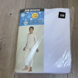 Joe Boxer kids thermal underwear shirt and pant size 10 white NEW - Picture 1 of 4
