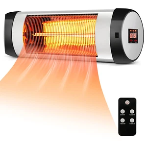 Patio Electric Heater Wall-Mounted Infrared Heater W/ Remote Control - Picture 1 of 12