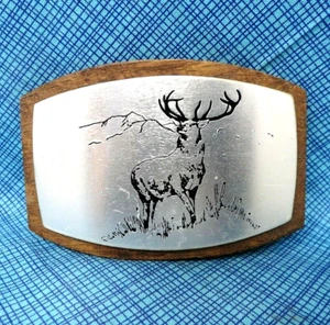 Cinturón Bull Elk Hebilla Cazador Deportista Naturaleza Montañas De Colección Años 80 Grabado Arte. PCB399 - Imagen 1 de 6
