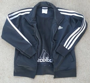 Giacca nera Adidas vintage ragazzo taglia 6 zip tre righe righe - Foto 1 di 3