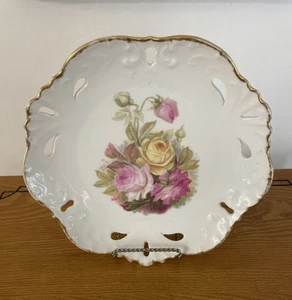 Placa de gabinete vintage de 8 1/2" rosa rojo amarillo rosas - Imagen 1 de 6