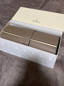 Authentic Official Rolex 3 Watch Saddle Brown Leather Travel Case Pouch Roll - Picture 1 of 23