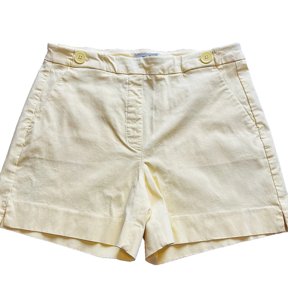 女式 12 码白宫黑色市场短裤黄色弹力 Pullon 5 英寸内缝 — 第 1/4 张图片