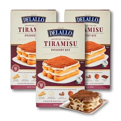 Kit Completo de Postres DeLallo Tiramisú, Mezcla de Pasteles Italianos Sin Hornear, Italia (Paquete de 3) Foto 1 de 4