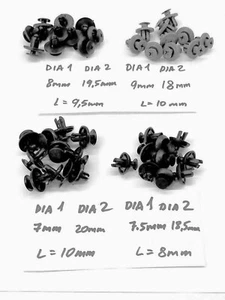 (40) Fender Liner Splash Shield Push Clip Retainer for holes : 7, 7.5, 8, 9mm - Picture 1 of 8