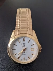 Sergio Valente Mens Wristwatch Stretch Band Gold Tone P-IABCG- FOR PARTS - Picture 1 of 3