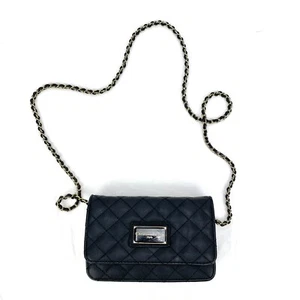 Christian Lacroix Paris Quilted Black Faux Leather Purse Clutch Chain Strap - Picture 1 of 12