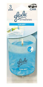 Glade Paper Candle Hanging Car and Home Air Freshener, Clean Linen (Pack of 3)