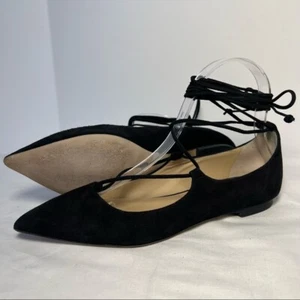 M. Gemi Brezza Black Ballerina Lace Up Suede Point Toe Flats Women’s EU 36/ US 6 - Picture 1 of 9