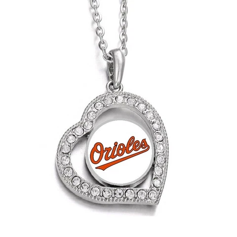 Baltimore Orioles Womens Sterling Silver Heart Necklace With Pendant Jewelry D19 Cover