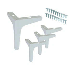 4x Metall-Möbelfüße 10-17 CM – Weiß, Sockelfuß, Schrankfuß, Sofafuß, Vitrinenfuß - Bild 1 von 12