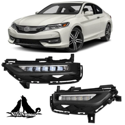 For 2016-2017 Honda Accord 2-Door Coupe Full LED Fog Lights Bumper Lamps Switch Foto 1 de 4