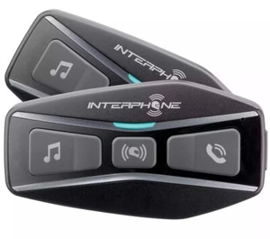 COPPIA INTERFONO SLIM MOTO CASCO BLUETOOTH 5.0 INTERPHONE UCOM 4 KIT 1000mt - Picture 1 of 5