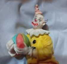porcelain Clown holding ball 6" tall