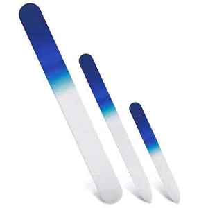 3 Piece Genuine Czech Etched Crystal Glass Nail File Set blue Nail Care Pedicure - Picture 1 of 9