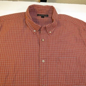 JOHN VARVATOS USA BUTTON UP OXFORD DRESS SHIRT Mens 2XL XXL Red & Gray  - Picture 1 of 7