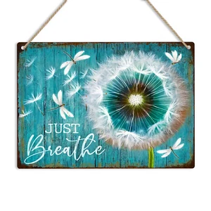 Dandelion & Dragonfly Metal Sign Beautiful Floral Tin Wall Plaque Garden Decor - Picture 1 of 16