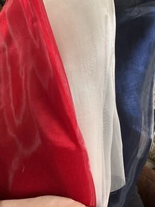 Red White And Blue Organza sheer  polyester 58" wide Fabric Crafting Sewing - Picture 1 of 9