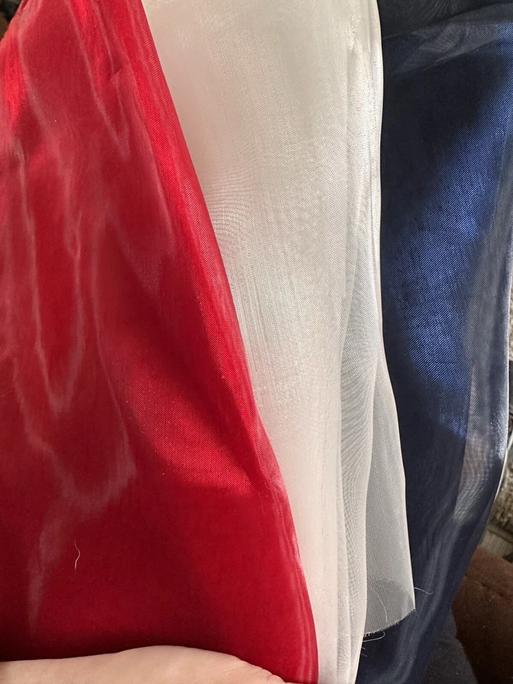 Red White And Blue Organza sheer  polyester 58" wide Fabric Crafting Sewing - Image 1 of 4