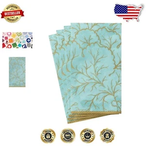 Sustainable Gilded Majolica Aqua Napkins - 15 per Pack for Elegant Dining - Picture 1 of 4