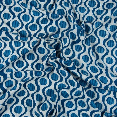 2.5 Yard 100% Cotton Indigo Blue Fabric Weavy Polka Dot Quilting Crafting Fabric - Image 1 of 4