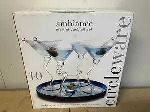 Circleware Ambiance Martini Cocktail Set 10 Piece Curved Steam Glasses - Picture 1 of 2