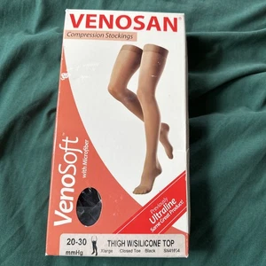 Venosan Black Compression Full Length Thigh Stocking 20-30 mmHg Closed Toe SZ XL - Picture 1 of 6