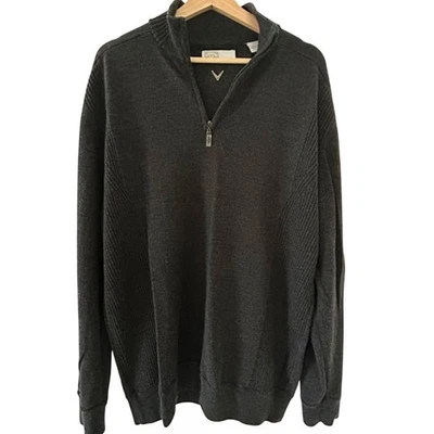 MEN'S CALLAWAY MERINO WOOL SWEATER - 1/4-ZIP CHARCOAL XXL GOLF CASUAL - Image 1 of 4