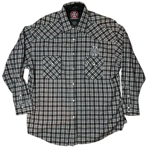 West Coast Choppers Jesse James Ropa de Trabajo Perla Franela a Presión Camisa a Cuadros para Hombres XL - Imagen 1 de 6