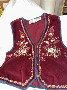 Chaleco vintage Orvis para mujer multicolor botón frontal tapiz flores mediano - Imagen 1 de 5