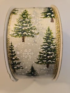 Signatur Draht Kanten Weihnachtsbaum glitzerndes Band 50 Yards x 2,5 Zoll - Bild 1 von 3