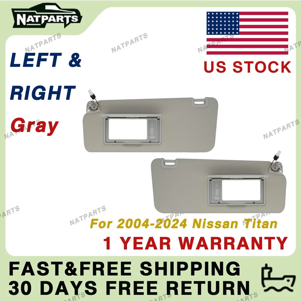Pair Gray Sun Visor for Nissan Titan 2004-2024 96401-EZ70B 96401-EZ70B - Image 1 of 4