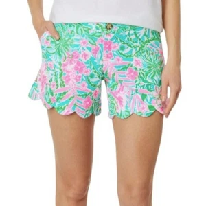 LILLY PULITZER Buttercup Knit Shorts Sz 10 Amalfi Blue Leaf It Wild Resort NWT - Picture 1 of 16