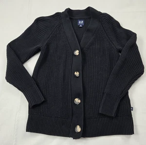 Gap Women's Vee Neck Loose knit Cotton Black Cardigan Sweater Button Down XS - Picture 1 of 8