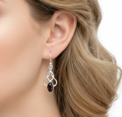 925 Sterling Silver Celtic Design Dangle Earring, Onyx, Labradorite and more - Image 1 of 2