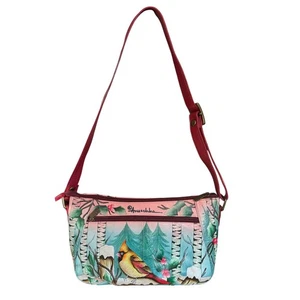 Bolso de hombro Anuschka nevado cardinal cuero genuino cremallera varios compartimentos - Imagen 1 de 12